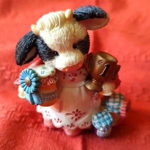 VTG Enesco Mary's Moo Moos 1994 PRESERVED TO BE THE BEST Cow With Blue Ribbon